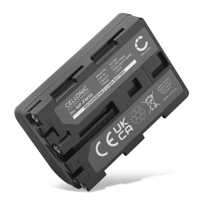 Battery for Sony F828 F717 R1 S85 TRV118 SR1 GV-D1000, NPFM30 NPFM50 NPQM71 NPQM91 NP-FM50 (1600mAh, 7.4V) from CELLONIC