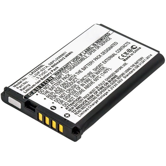 LGIP-531A batteri til mobiltelefoner LG GM205 / T385, T500 / GS101 / GB102, GB110 / A170 / KU250 / KP130, KP170, KP235 - LGIP-531A 800mAh - udskift dit mobilbatteri og få mere ud af din mobil