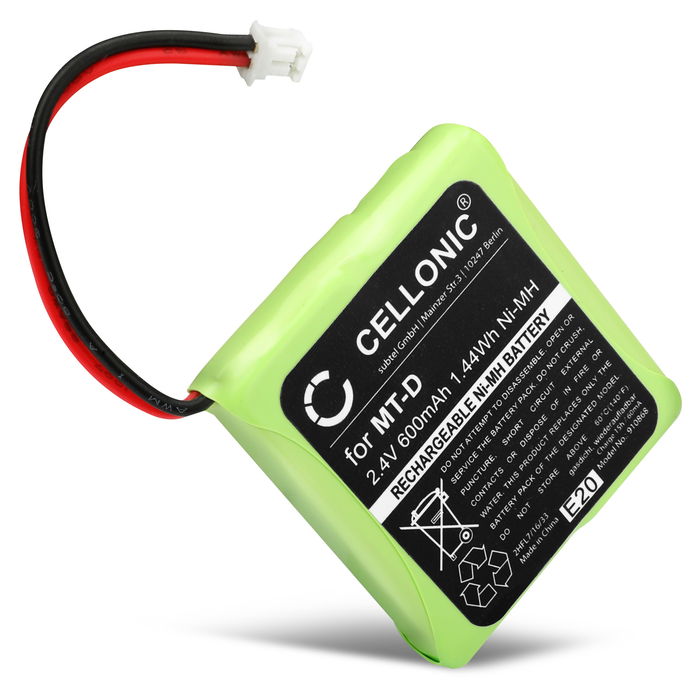 Battery til Audioline Slim DECT 500 502 580 582, BT Verve 450, Medion MD82877 MD82772 600mAh 2.4V fra CELLONIC