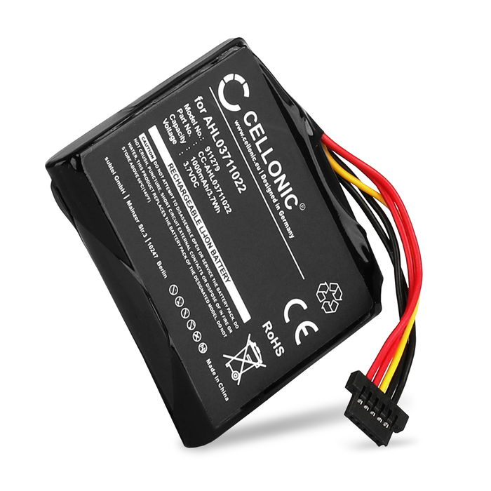 1x Battery til TomTom GO Live 820/825 Europe, 4EH45, 4EH52, 4EH51, 4EJ41, 4EJ51, 4ER41, 4ER51, 4ER5, Go Live Top Gear, Go 1530, VF6M (1000mAh, 3.7V) fra CELLONIC