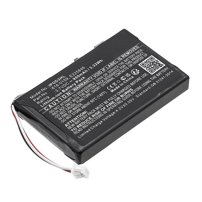 Batteri til Apple iPod 3 Gen. A1040 - 616-0159, E225846 (900mAh) udskiftsningsbatteri