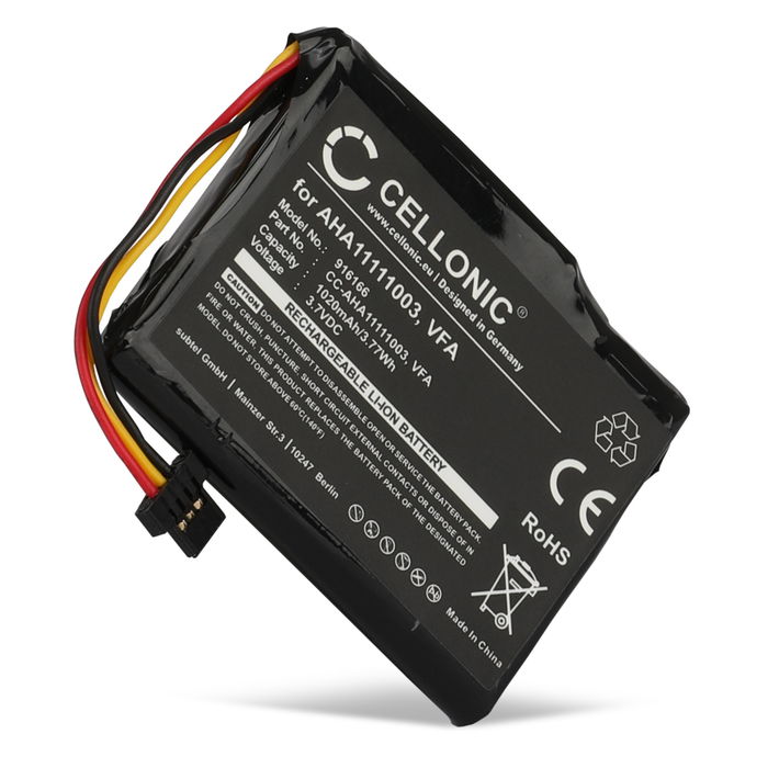 Battery til TomTom Via 1605, Start 60, Start 60 M, Start 60 EU, 4EN62, VF6D, AHA11111003 1020mAh 3.7V fra CELLONIC