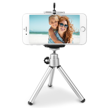 Mini Tripod Stativ til mobil (1/4” Skrue), til Mobil med Universal holder (2.1 – 3.1 tommer) | Professionel Mini Tripod i Rejsestørrelse - Passer som stativ til iPhone, Samsung mm