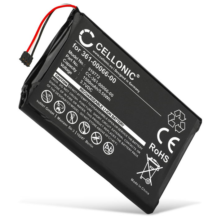 Battery for Garmin NüviCam LMT-D, Camper 760LMT-D, Camper 760, Camper 760LM, Nüvi 2689LMT, Dezl 760 LMT-D, Garmin 361-00066-00 1500mAh from CELLONIC