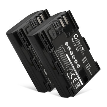 2x Kamera Batteri til Canon EOS 5D Mark II III IV EOS 5DS R EOS 60D 60Da 6D Mark II EOS 70D EOS 7D Mark II EOS 80D EOS R WFT-E5 WFT-E7 XC10 XC15 - LP-E6 LP-E6N 2000mAh Udskiftsningsbatteri til kamera