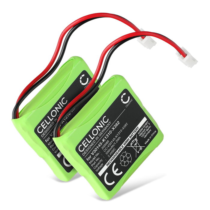 2x CELLONIC genopladelige battereri til Siemens Gigaset E45, E450 SIM, E455 SIM - S30852-D1751-X1,V30145-K1310-X382 500mAh - udskift dit mobilbatteri