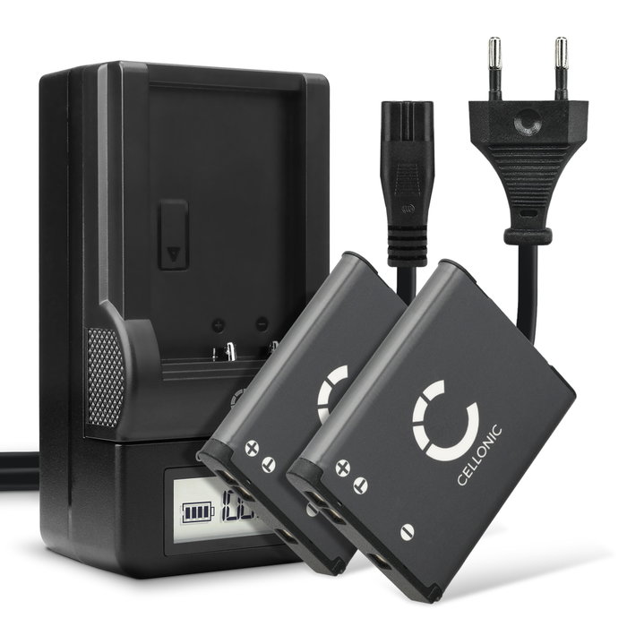 2x Kamera batteri til Nikon CoolPix W150 W100, A100 A300, S33 S2600 S2700 S2800 S3100 S3300 S3500 S3700 - Udskift EN-EL19, NP-BJ1 batteri + Oplader MH-66 ekstra batteri