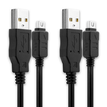 2x Kamera USB-kabel til Olympus Stylus 1 XZ-2 XZ-10 OM-D E-M5 E-M1 E-M10 Mark Pen E-PL7 E-PL5 1.5m Hurtig opladning af datakabel til kamera Opladerledning PVC - Sort