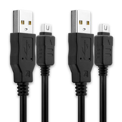 2x Kamera USB-kabel til Olympus Stylus 1 XZ-2 XZ-10 OM-D E-M5 E-M1 E-M10 Mark Pen E-PL7 E-PL5 1.5m Hurtig opladning af datakabel til kamera Opladerledning PVC - Sort