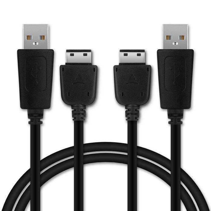 2x 18 Pin Connector Phone Charger Cable for Samsung PCBS10 | GT-S5230 / GT-E1200 / GT E1190 / GT-E1150 / GT-E1050 / SGH-F480 1m Fast Charging Smartphone Data Cable Black