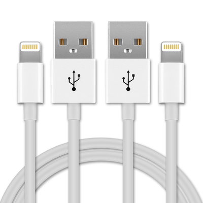 2x Lightning 8 Pin Telefonopladerkabel til Apple iPhone 14, 13, 12, 11, X, XS, XR, 8, 7, SE 1m Hurtig opladning Smartphone datakabel hvid