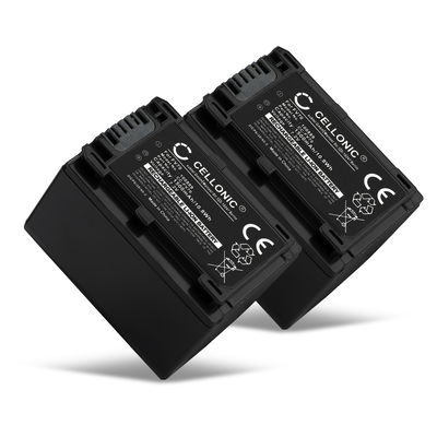 2x Kamera Batteri til Sony FDR-AX53 FDR-AX33 FDR-AX100E, HDR-CX280 HDR-CX305 HDR-CX425 HDR-CX570 HDR-CX625 HDR-CX730 HDR-CX900, HDR-PJ530 HDR-PJ650 HDR-PJ810, HDR-XR155, HDR-TD10, DCR-SX34, NEX-VG900, DEV-50 - NP-FV70,NP-FV100 1500mAh NP-FV70 Udskiftsning