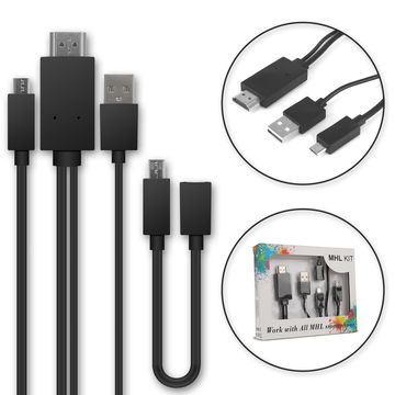 MHL Cable Micro-USB to HDMI Adapter 5-Pin + 11-polet adapter