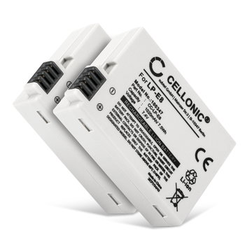 2x LP-E8-batterier til Canon EOS 600D EOS 700D EOS 550D EOS 650D EOS Kiss X4 Kiss X5 Kiss X6i EOS Rebel T2i T3i T4i T5i DSLR LPE8 kamera Batteriudskiftning - 1020mAh