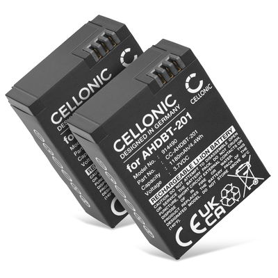 2x AHDBT-301 Batteri til GoPro Hero 3 Hero 3 Hero 3 Black Hero 3 White Hero 3 White Hero 3 Silver Hero 3+ Hero 3 Plus AHDBT-302 / AHDBT-201 Action Camera Batteri udskiftning - 1180mAh