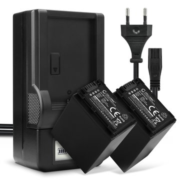 2x NP-FV70 Camcorderbatterier til Sony FDR-AX700 FDR-AX33 PXW-X70 FDR-AX100 HDR-CX625 HXR-NX80 FDR-AX100E PXW-Z90V - 3300mAh Batteriudskiftning + LCD-oplader