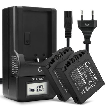 2x Kamera batteri til Panasonic Lumix FZ18, FZ28, FZ50, FZ30, FZ35, FZ38, FZ8, FZ7, CGR-S006 - Udskift CGA-S006, DMW-BMA7 batteri + Oplader BC-DC5 DE-A43B DE-A44A ekstra batteri
