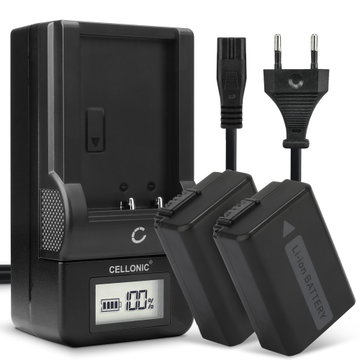 2x Kamera batteri til Sony A6000 Alpha 6000 A6300 A6500 A5100 A5000 A3000 A7 II Alpha 7 II A7s A7R ILCE-7R - Udskift NP-FW50 batteri + Oplader BC-VW1 ekstra batteri