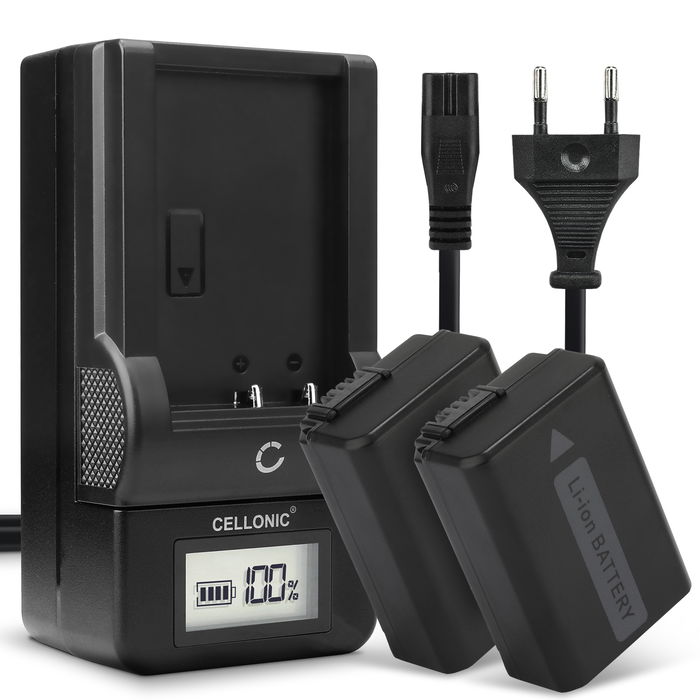 2x Kamera batteri til Sony A6000 Alpha 6000 A6300 A6500 A5100 A5000 A3000 A7 II Alpha 7 II A7s A7R ILCE-7R - Udskift NP-FW50 batteri + Oplader BC-VW1 ekstra batteri