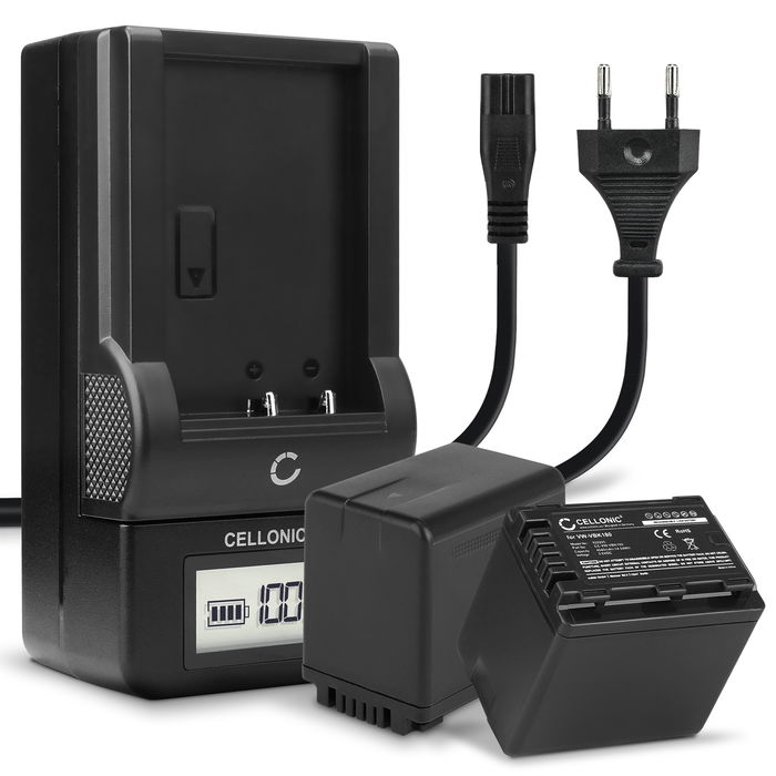 2x Panasonic VW-VBT190 Battery + Charger 4040mAh from CELLONIC