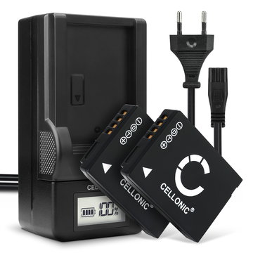 2x Kamera batteri til Panasonic Lumix DMC-TZ10 TZ6 TZ7 TZ8 TZ18 TZ20 TZ25 TZ30 TZ31 TZ35 DMC-ZX1 - Udskift DMW-BCG10 BCG10e BCG10pp batteri + Oplader DE-A66 ekstra batteri