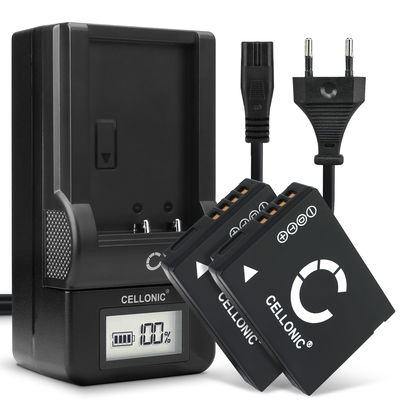 2x Kamera batteri til Panasonic Lumix DMC-TZ10 TZ6 TZ7 TZ8 TZ18 TZ20 TZ25 TZ30 TZ31 TZ35 DMC-ZX1 - Udskift DMW-BCG10 BCG10e BCG10pp batteri + Oplader DE-A66 ekstra batteri