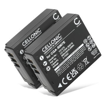 2x Kamera Batteri til Panasonic Lumix DMC-TZ5 DMC-TZ5 DMC-TZ3 DMC-TZ1 DMC-TZ4 DMC-TZ2 - CGA-S007 CGR-S007 DMW-BCD10 900mAh Udskiftsningsbatteri til kamera