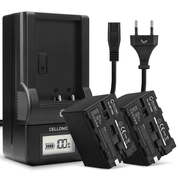 2x Kamera batteri til Sony DSR-PD150 PD170 FDR-AX1 DCR-VX2100 GV-D200 HDR-FX7e FX1 FX1000 - Udskift NP-F930 NP-F950 NP-F960 NP-F970 XL-B2 XL-B3 batteri + Oplader BC-VM50 ekstra batteri