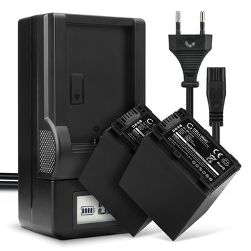 2x Kamera batteri til Sony AX100 FDR-AX700 PXW-Z90 HXR-NX80 HDR-CX625 CX680 CX900 CX450 NEX-VG30 VG20 VG10 - Udskift NP-FV70 NP-FV100 batteri + Oplader AC-VQV10, BC-TRV ekstra batteri