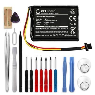 CELLONIC GPS Batteri til TomTom Go 500 Go 510 Go 50 Start 50 + 17pc GPS Tool Kit FMB0932008731 AHA11110005 6027A0089521 950mAh GPS Battery Replacement
