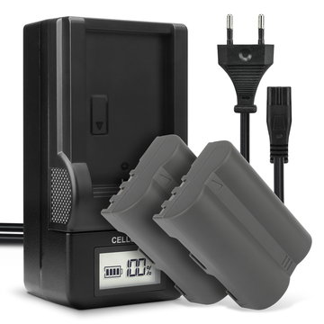 2x Kamera batteri til Nikon D80 D90 D900 D100 D200 D300 D300S D50 D70 D700 D70s - Udskift EN-EL3 EN-EL3e batteri + Oplader MH-18a ekstra batteri