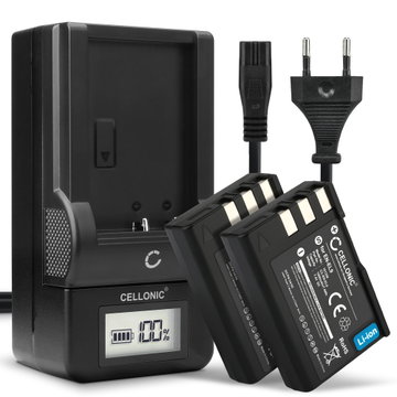 2x Kamera batteri til Nikon D3000 D40 D40x D5000 D60 - Udskift EN-EL9 ENEL9a EN EL9e batteri + Oplader MH-23 ekstra batteri