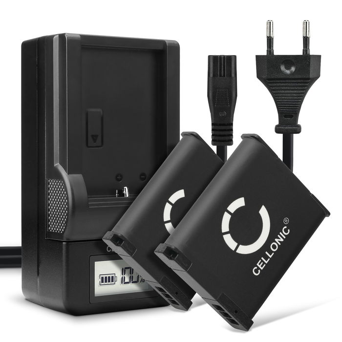 2x Panasonic Lumix DMC-ZS50 batteri 1050mAh 3.6V - 3.7V + Oplader fra CELLONIC