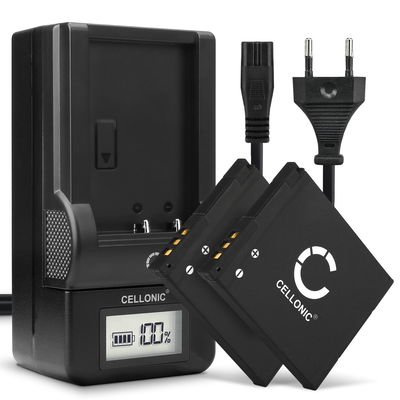 2x Kamera batteri til Panasonic Lumix DMC-SZ10 SZ3 SZ8 SZ9 DMC-FS50 DMC-XS1 XS3 DMC-F5 DMC-FH10 - Udskift DMW-BCL7 DMW-BCL7e batteri + Oplader ekstra batteri