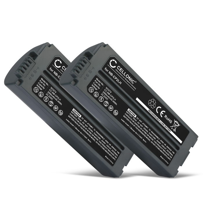 2x Canon NB-CP2L batteri 2000mAh 22.2V fra CELLONIC
