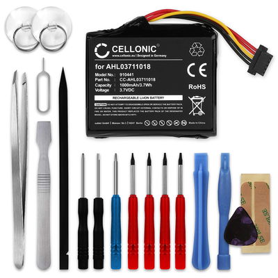 CELLONIC GPS Batteri til TomTom GO 1000 1005 GO 2405M 2405T GO Live 1000 Live 1005 Live 2050 Live 14644 + 17pc GPS Tool Kit TomTom AHL03711018,VF1C,4CQ02 1000mAh GPS Battery Replacement