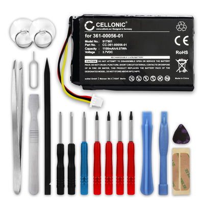 CELLONIC GPS Batteri til Garmin Nüvi 42 53 65 2689 2699 2799 - 010-01211-01 + 17pc GPS Tool Kit 361-00056-01 1100mAh GPS Battery Replacement