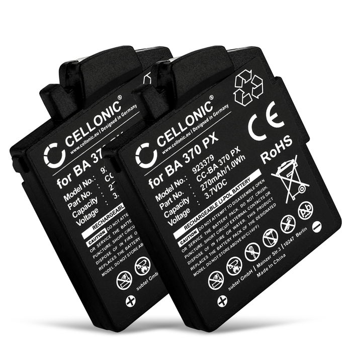2x Battery til Sennheiser MM 400, 450 X, 400 X, 550, 450, 500 X, PX 210 BT, 360, 360 BT, 310 BT 270mAh 3.7V fra CELLONIC