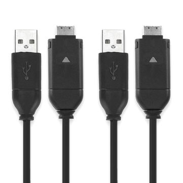 2x Kamera USB-kabel til Samsung EX1 PL100 PL150 PL120 PL20 PL210 SH100 ST30 ST65 i8 ES55 ES65 WB500 WB600 WB650 WB700 L100 1.5m Hurtig opladning af datakabel til kamera Opladerledning PVC - Sort