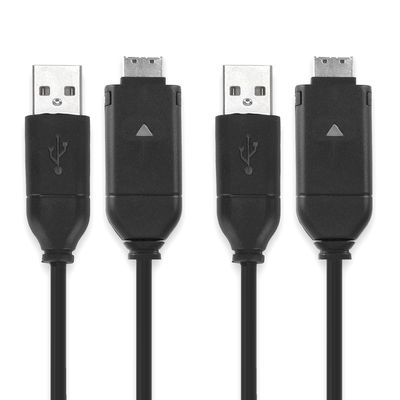 2x Kamera USB-kabel til Samsung EX1 PL100 PL150 PL120 PL20 PL210 SH100 ST30 ST65 i8 ES55 ES65 WB500 WB600 WB650 WB700 L100 1.5m Hurtig opladning af datakabel til kamera Opladerledning PVC - Sort