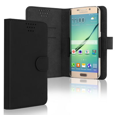 CELLONIC Universal Mobilcover til Smartphones (14.2cm x 8.3cm x 1cm) Beskyttende flip-telefon tegnebog kortholder - Sort