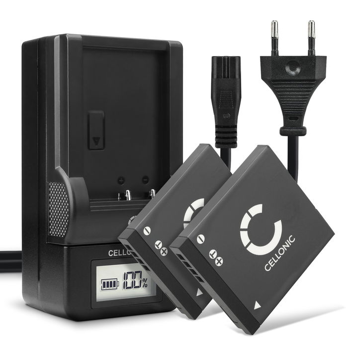 2x Panasonic Lumix DMC-FT30 batteri 700mAh 3.6V - 3.7V + Oplader fra CELLONIC