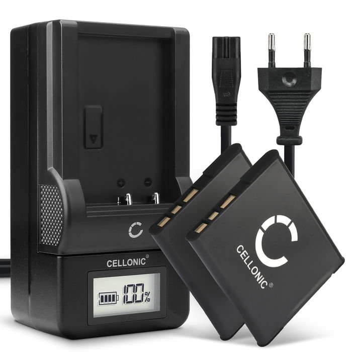 2x Sony Cyber-shot DSC-W380 batteri 580mAh 3.6V - 3.7V + Oplader fra CELLONIC