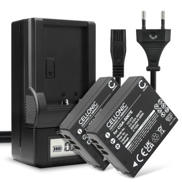 2x Kamera batteri til Panasonic Lumix DMC-TZ5 DMC-TZ5 DMC-TZ3 DMC-TZ1 DMC-TZ4 DMC-TZ2 - Udskift CGA-S007 CGR-S007 DMW-BCD10 batteri + Oplader DA-A46A DE-A25B DE-A26A DE-A45 ekstra batteri