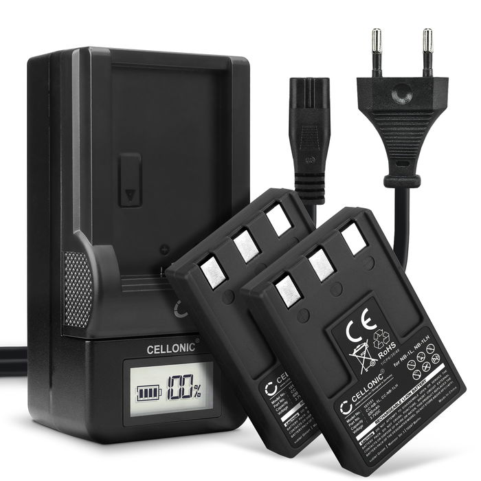 2x Canon PowerShot S410 batteri 830mAh 3.6V - 3.7V + Oplader fra CELLONIC