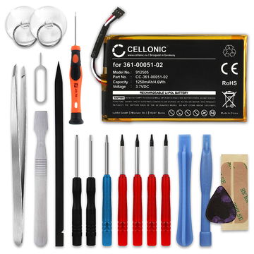 CELLONIC GPS Batteri til Garmin Dezl 560LMT Dezl 560LT Dezl 650LM Nüvi 150LMT Nüvi 150T Nüvi 2505 Nüvi 2595LMT + 17pc GPS Tool Kit 361-00051-02 1250mAh GPS Battery Replacement