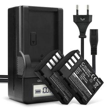 2x Kamera batteri til Panasonic GH5 Lumix DC-GH5 DC-GH5s Lumix DMC-GH4 GH4 GH4r GH4h GH3 DMC-GH3h GH3a G9 DC-G9 - Udskift DMW-BLF19E batteri + Oplader DMW-BTC10 ekstra batteri