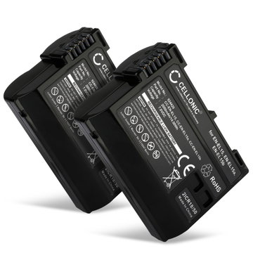 2x Batteri EN-EL15 til Nikon D850 D750 1 V1 D7500 D7200 D800 D810 D7100 D7000 Z6 D610 fra CELLONIC
