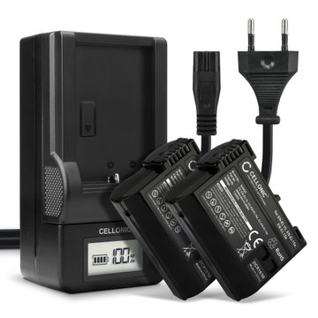 2x Kamera batteri til Nikon D7200 D7000 D7100 D750 D7500 D500 D600 D610 D800 D810 D850 Z6 Z7 - Udskift EN-EL15b EN-EL15a batteri + Oplader MH-25 ekstra batteri