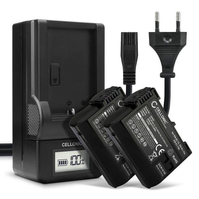 2x EN-EL15b EN-EL15a Camera Battery + Charger Set for Nikon D7200 D7000 D7100 D750 D7500 D500 D600 D610 D800 D810 D850 Z6 Z7 2000mAh Replacement Battery MH-25 LCD Smart Charger